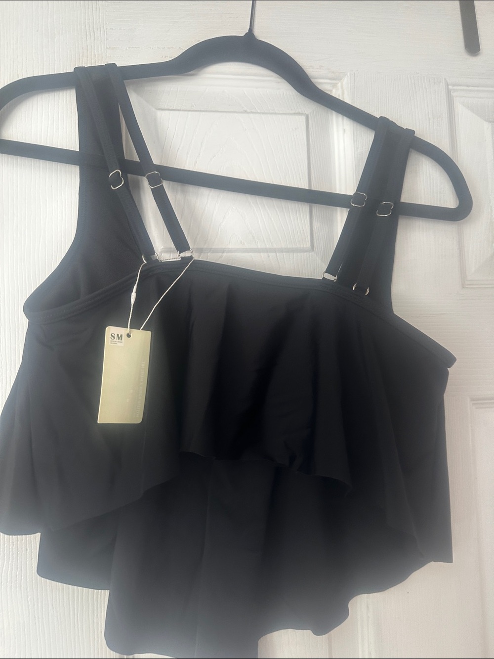 Black Flounce Swim Top - Women's Ruffled Tankini - Picture 2 of 2